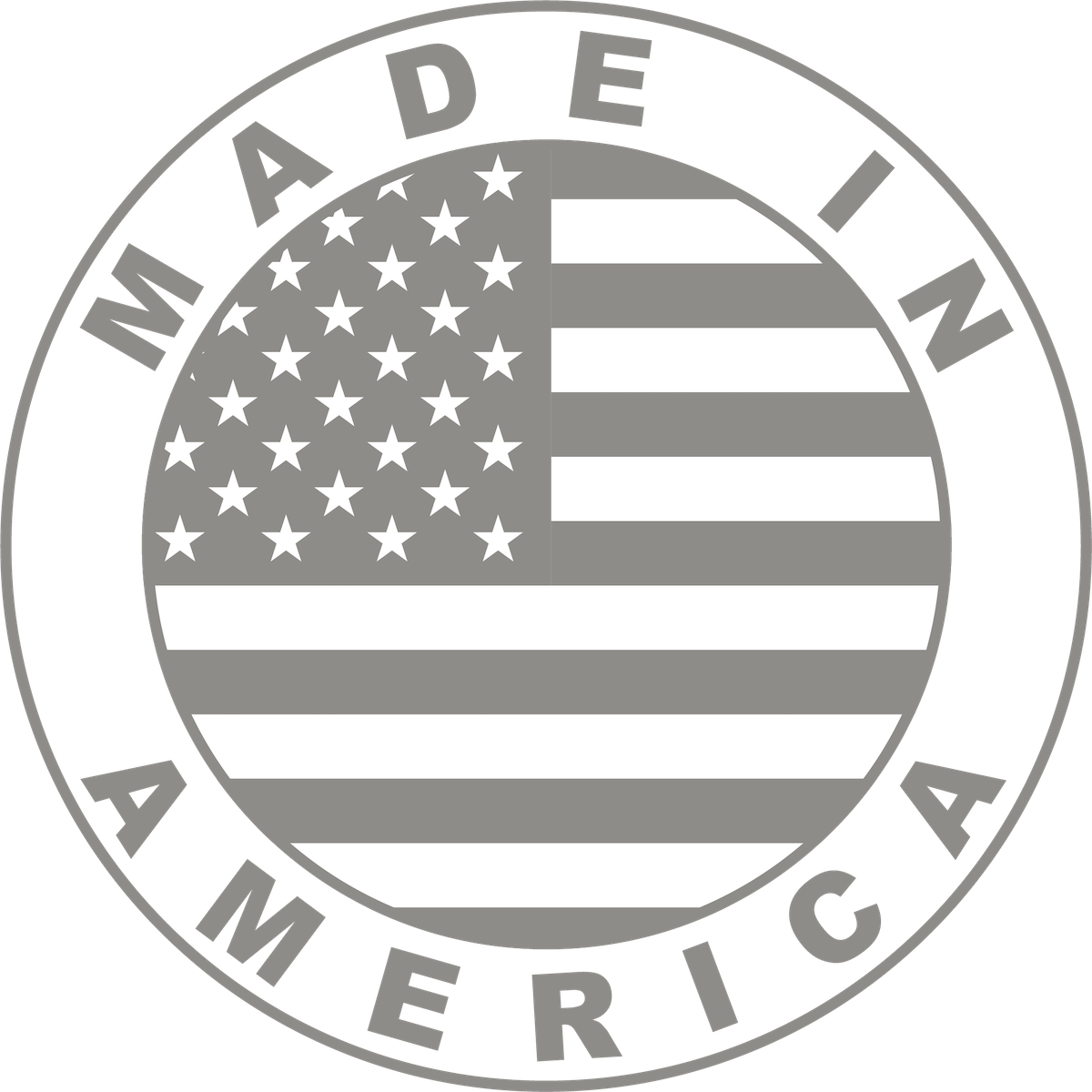 Made in America Circular USA flag icon representing that Humble Outlaw t-shirts are designed, dyed, cut, and printed in America.