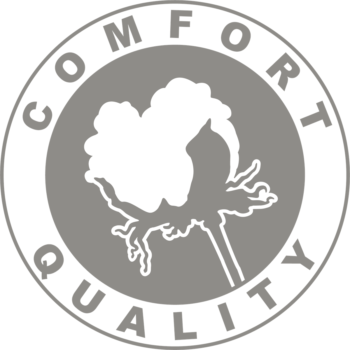 Comfort + Quality Circular cotton boll icon representing that Humble Outlaw t-shirts offer comfort and quality.