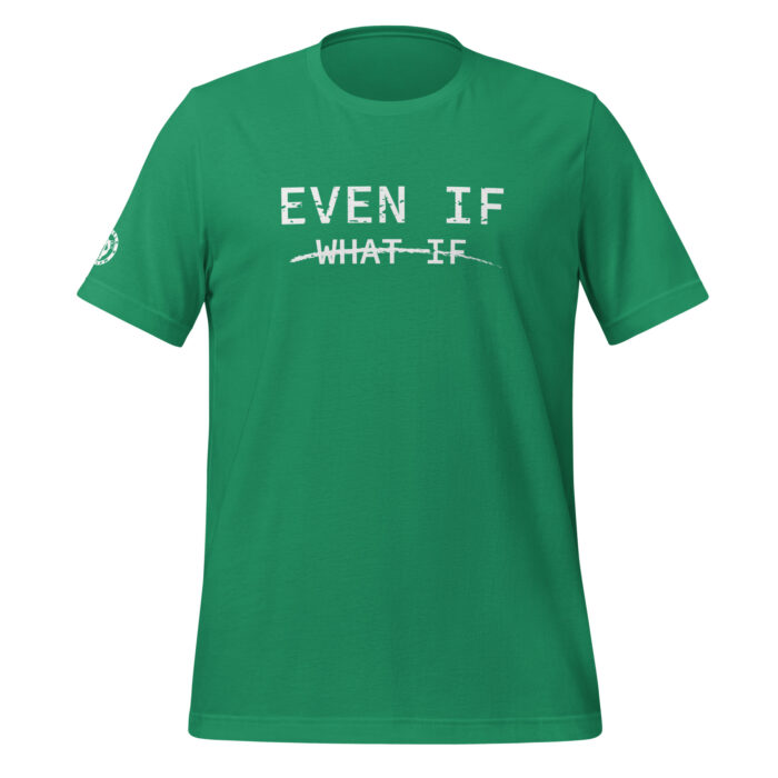 A mockup of the Humble Outlaw 'Even If Men's T-Shirt' in Kelly color.
